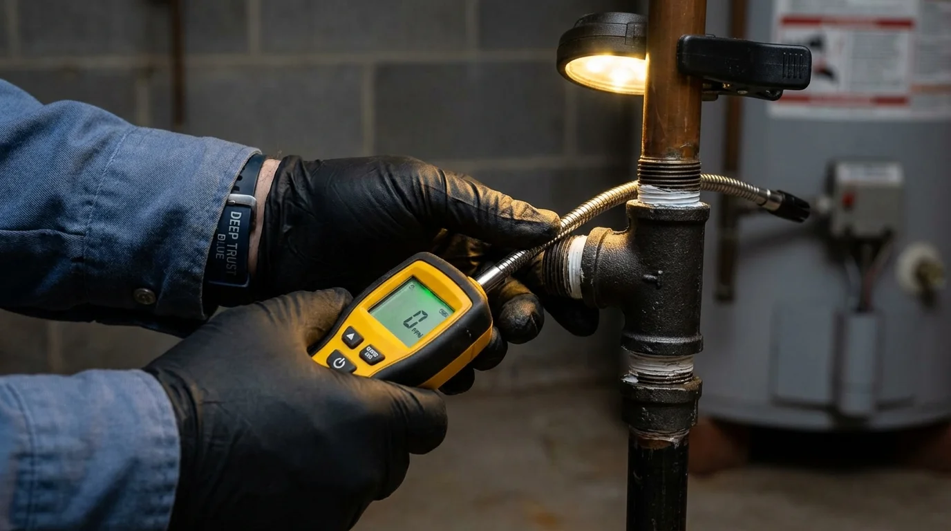 Gas leak detection with electronic sniffer by Johns Plumbing LLC in Palmyra