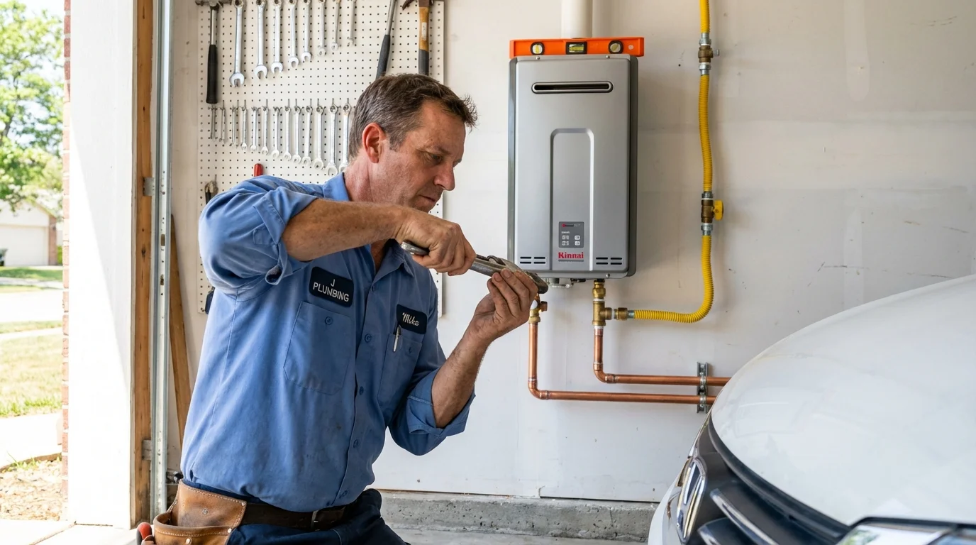 Tankless water heater installation by a Johns Plumbing LLC plumber in Palmyra